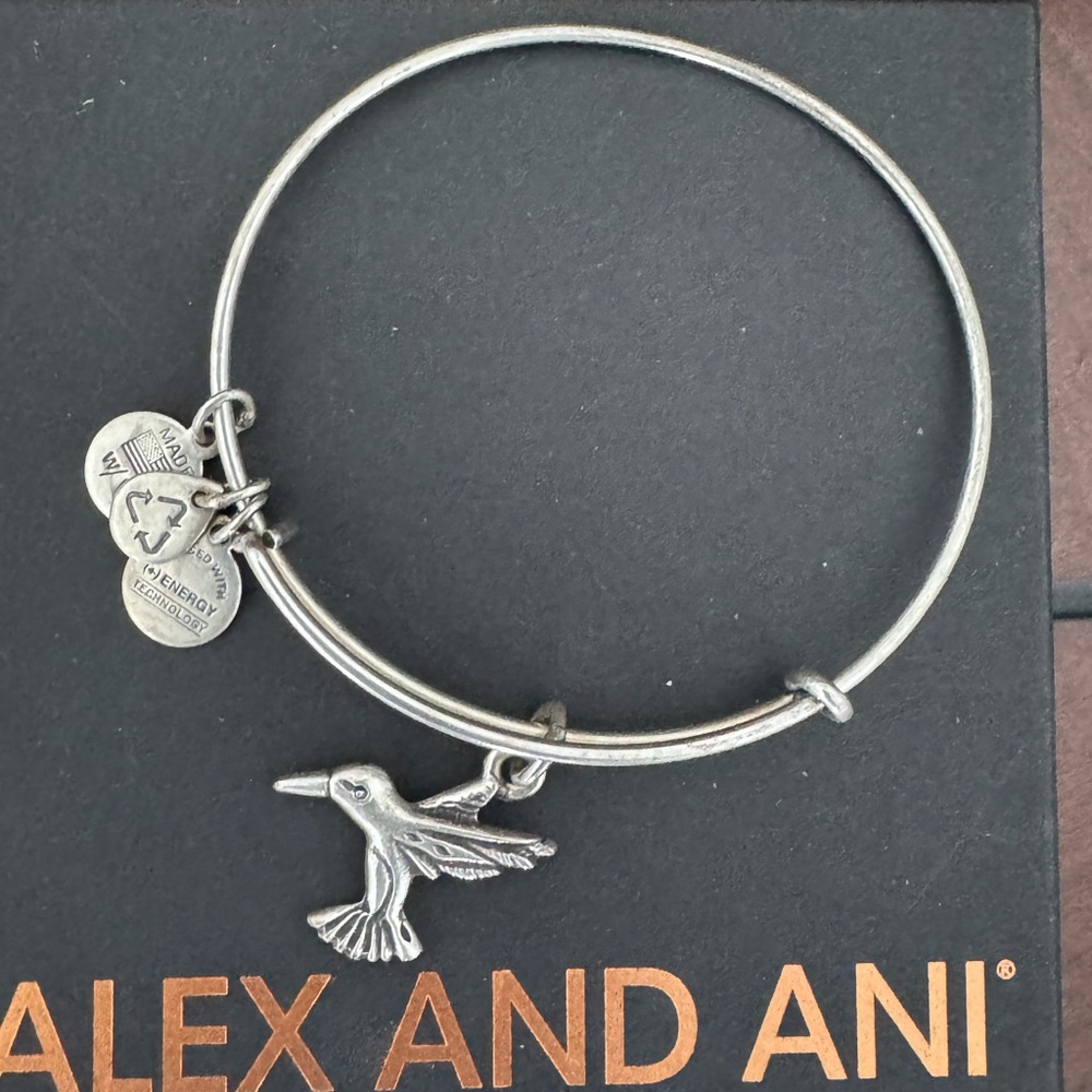 Alex and Ani Silver Hummingbird Charm Bracelet
